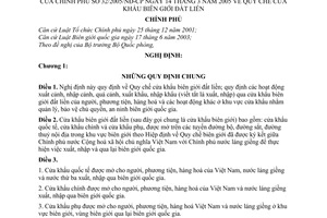 Nghị định 32/2005/NĐ-CP Quy chế cửa khẩu biên giới đất liền