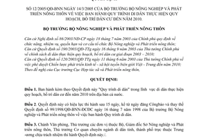 Quyết định 12/2005/QĐ-BNN Quy trình di dân thực hiện quy hoạch, bố trí dân cư đến năm 2010