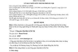 Quyết định 31/2005/QĐ-UB Kiện tòan tổ chức Cổng giao tiếp điện tử Hà Nội