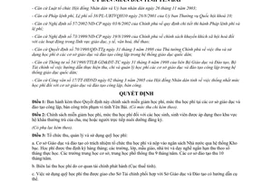 Quyết định 81/2005/QĐ-UB mức thu học phí cơ sở giáo dục đào tạo công lập bán công Yên Bái