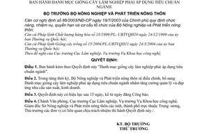 Quyết định 15/2005/QĐ-BNN  Danh mục giống cây lâm nghiệp phải áp dụng tiêu chuẩn ngành