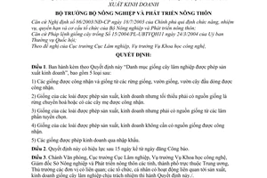 Quyết định 14/2005/QĐ-BNN Danh mục giống cây lâm nghiệp được phép sản xuất kinh doanh