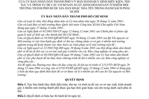 Quyết định 44/2005/QĐ-UB điều kiện thủ tục trình tự để cơ sở sản xuất kinh doanh gây ô nhiễm thành phố gia hạn xóa tên trong danh sách phải di dời