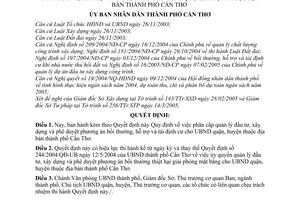 Quyết định 17/2005/QĐ-UB phân cấp quản lý đầu tư xây dựng duyệt phương án bồi thường hỗ trợ tái định cư cho UBND quận huyện thuộc thành phố Cần Thơ
