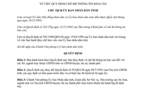 Quyết định 525/QĐ-UBND năm 2005 chế độ thông tin báo cáo An Giang