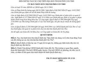 Quyết định 18/2005/QĐ-UB xây dựng tổ chức hoạt động Trạm cân đối chứng chợ Cần Thơ