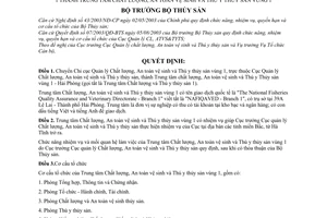 Quyết định 10/2005/QĐ-BTS chuyển Chi cục quản lý chất lượng an toàn vệ sinh Thú y thủy sản vùng 1 thành trung tâm