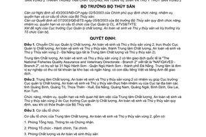 Quyết định 11/2005/QĐ-BTS  chuyển Chi cục quản lý chất lượng, an toàn vệ sinh và Thú y thủy sản vùng 2 thành Trung tâm