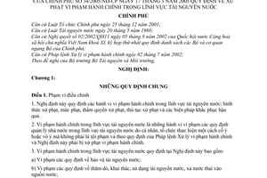 Nghị định 34/2005/NĐ-CP xử phạt vi phạm hành chính trong tài nguyên nước