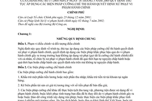 Nghị định 37/2005/NĐ-CP thủ tục áp dụng biện pháp cưỡng chế thi hành quyết định xử phạt vi phạm hành chính
