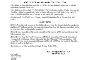 Quyết định 495/QĐ.UB năm 2005 phê duyệt phương án thu phí bảo vệ môi trường