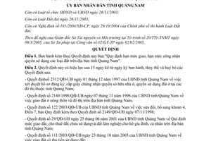 Quyết định 19/2005/QĐ-UB về Quy định hạn mức giao công nhận quyền sử dụng đất t