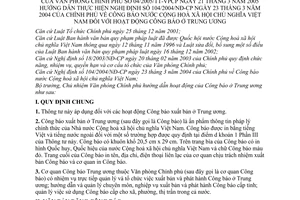 Thông tư 04/2005/TT-VPCP Công báo nước CHXHCN Việt Nam hoạt động Công báo Trung ương hướng dẫn Nghị định 104/2004/NĐ-CP