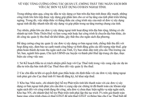 Chỉ thị 13/CT-UB năm 2005 quản lý chống thất thu ngân sách các đơn vị xây dựng cơ bản ngoại tỉnh Thừa Thiên Huế