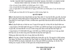 Quyết định 40/2005/QĐ-UB thu hồi đất, giao đất, cho thuê đất cấp giấy chứng nhận