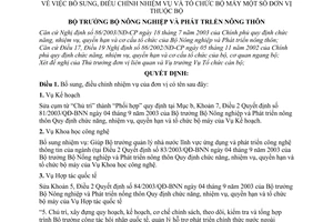 Quyết định 17/2005/QĐ-BNN điều chỉnh nhiệm vụ tổ chức bộ máy đơn vị thuộc Bộ