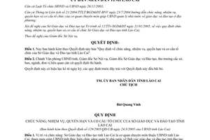 Quyết định 129/2005/QĐ-UBND chức năng nhiệm vụ quyền hạn Sở Giáo dục Lào Cai