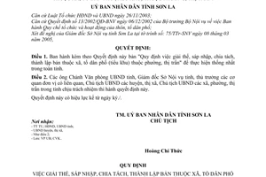 Quyết định 27/2005/QĐ-UB giải thể, sáp nhập, chia tách, thành lập bản