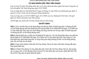 Quyết định 09/2005/QĐ-UBND sửa đổi 07/2004/QĐ-UB hành lang bảo vệ đường bộ đường tỉnh Tiền Giang
