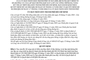 Quyết định 47/2005/QĐ-UB đào tái lập mặt đường khi xây lắp công trình hạ tầng kỹ thuật địa bàn TP Hồ Chí Minh sửa đổi QĐ 145/2002/QĐ-UB 60/2004/QĐ-UB