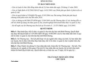 Quyết định 47/2005/QĐ-UB quy chế về tổ chức quản lý chợ Bình Dương