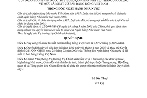 Quyết định 315/2005/QĐ-NHNN mức lãi suất cơ bản bằng đồng Việt Nam