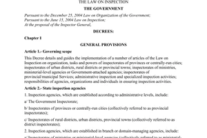 Decree No. 41/2005/ND-CP of March 25, 2005, detailing and guiding the implementation of a number of articles of the Law on inspection