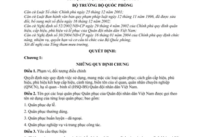 Quyết định 32/2005/QĐ-BQP sử dụng quân phục Quân đội nhân dân Việt Nam