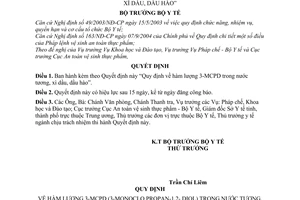 Quyết định 11/2005/QĐ-BYT hàm lượng 3-MCPD trong nước tương, xì dầu, dầu hào