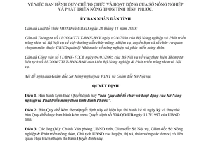 Quyết định 39/2005/QĐ-UB tổ chức hoạt động Sở Nông nghiệp Phát triển nông thôn