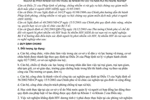 Thông tư 09/2005/TT-BYT hướng dẫn điều kiện xác định người bị phơi nhiễm HIV nhiễm HIV tai nạn rủi ro nghề nghiệp