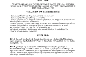 Quyết định 38/2005/QĐ-UB Quy trình bán nhà ở thuộc sở hữu Nhà nước cho người đang ở thuê theo Nghị định 61/CP