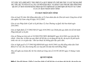 Quyết định 44/2005/QĐ-UB mức thu phí của cơ sở giáo dục và đào tạo Đồng Tháp