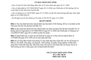 Quyết định 919/2005/QĐ-UB Quy định bồi thường hỗ trợ tái định cư