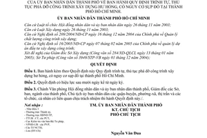 Quyết định 52/2005/QĐ-UB  trình tự, thủ tục phá dỡ công trình xây dựng hư hỏng, có nguy cơ sụp đổ tại thành phố Hồ Chí Minh