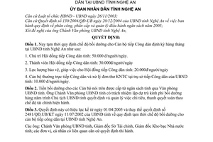 Quyết định 46/2005/QĐ-UB chế độ bồi dưỡng cho Cán bộ tiếp Công dân tại UBND tỉnh Nghệ An