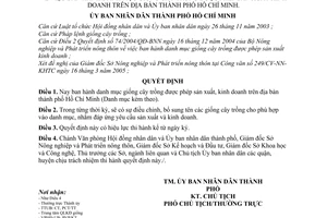 Quyết định 53/2005/QĐ-UB danh mục giống cây trồng được phép sản xuất, kinh doanh địa bàn thành phố Hồ Chí Minh