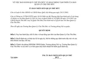 Quyết định 267/2005/QĐ-UB Quy chế tổ chức hoạt động tạm thời Ban Quản Lý Chợ Thủ Đức