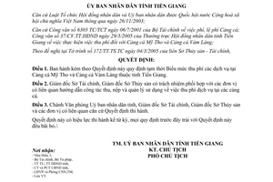 Quyết định 13/2005/QĐ-UB Biểu mức thu phí dịch vụ Cảng cá Mỹ Tho Vàm Láng Tiền Giang