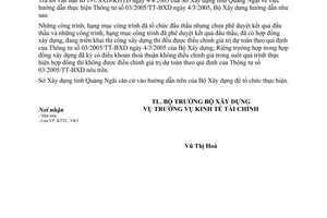 Công văn 48/BXD-KTTC hướng dẫn thực hiện Thông tư 03/2005/TT-BXD