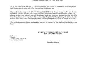 Công văn 1189TCT/PCCS đăng ký lưu hành hóa đơn tự in của ngành đăng kiểm