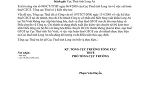 Công văn 1220TCT/DNK xét hoàn thuế giá trị gia tăng