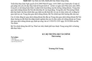 Công văn 5248/TC-CST ưu đãi thuế thu nhập doanh nghiệp cho tổ chức đăng ký giao dịch tại Trung tâm giao dịch chứng khoán Hà Nội