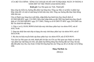 Công văn 1695/TCHQ-GSQL phân loại hàng hoá