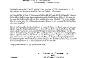 Công văn 967TCT/PCCS hạch toán chi phí vận chuyển hàng hóa