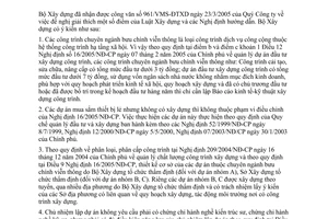 Công văn 452/BXD-VKT giải thích nội dung NĐ 16/2005/NĐ-CP