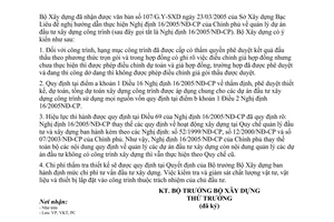 Công văn 450/BXD-VKT giải thích nội dung NĐ 16/2005/NĐ-CP