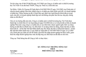 Công văn 986TCT/PCCS ưu đãi thuế thu nhập doanh nghiệp