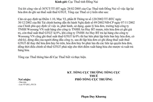 Công văn 1004TCT/PCCS lập lại hóa đơn do ghi sai thuế suất thuế giá trị gia tăng