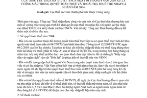 Công văn 1010/TCT/TNCN xử lý vướng mắc trong quyết toán thuế và thoái trả thuế TNCN năm 2004